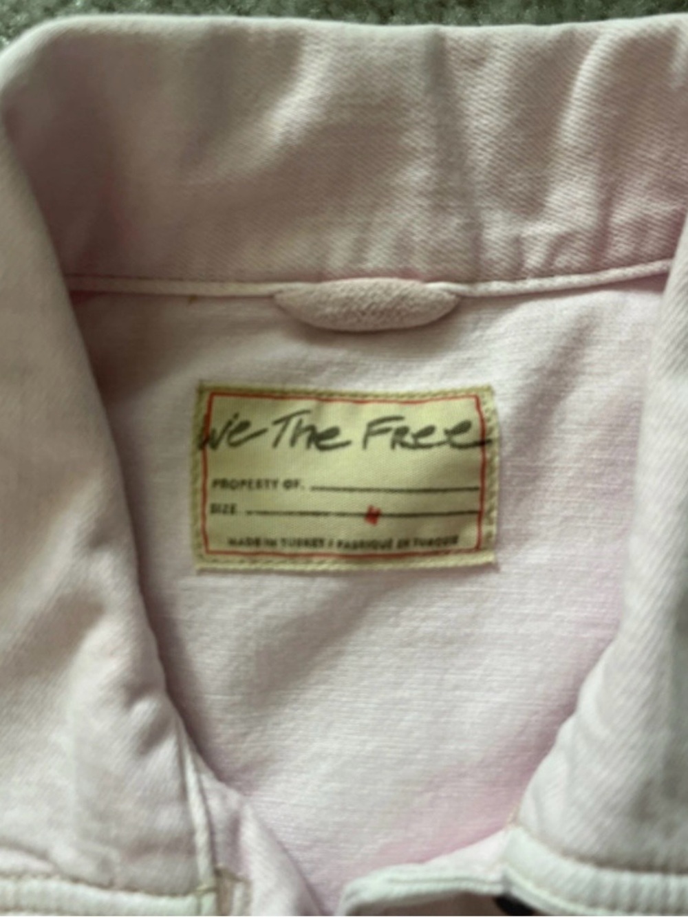 NWT Free People We the Free pale pink denim chore jacket M cotton jean jacket - Picture 11 of 11